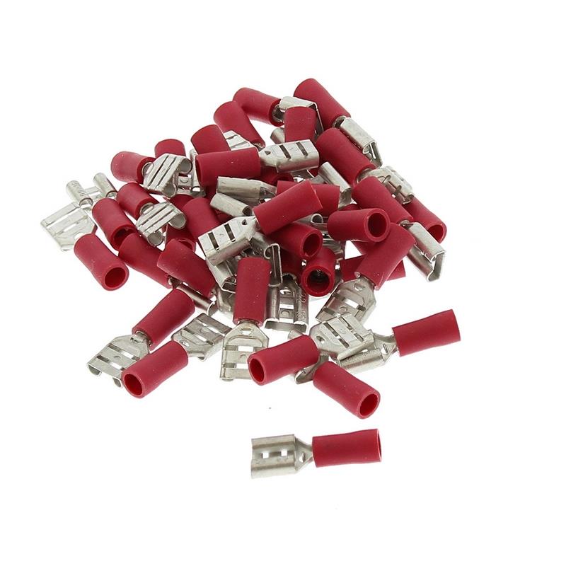 Homespares Cable Connectors & Plugs Crimp Red Female 6.3mm Pack of