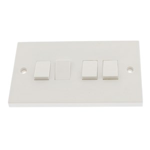 Double 4 Gang 2 Way White Light Switch